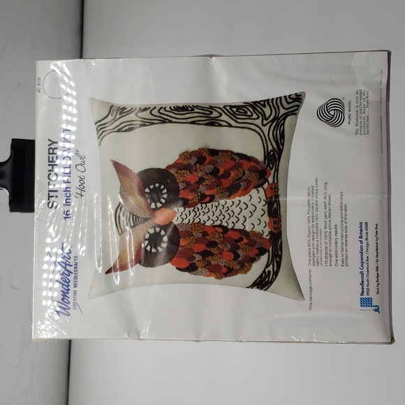 Vintage Wonder Art Creative Needcrafts Stitcher Hoot Owl 16" Pillow Kit - Picture 2 of 10